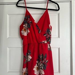 Red floral romper